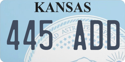 KS license plate 445ADD