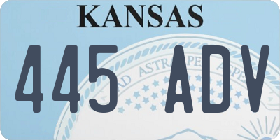 KS license plate 445ADV