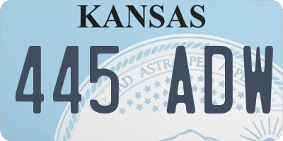 KS license plate 445ADW