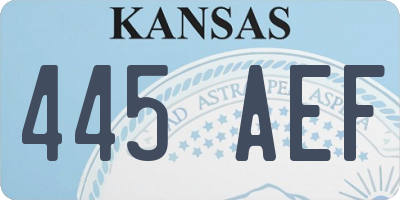 KS license plate 445AEF