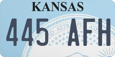 KS license plate 445AFH