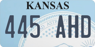 KS license plate 445AHD