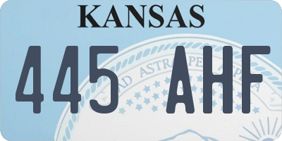 KS license plate 445AHF