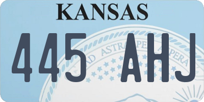 KS license plate 445AHJ