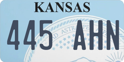KS license plate 445AHN