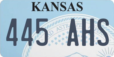 KS license plate 445AHS