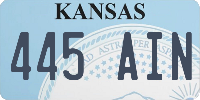 KS license plate 445AIN