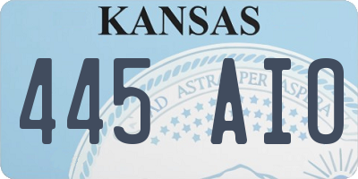 KS license plate 445AIO
