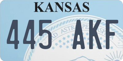 KS license plate 445AKF