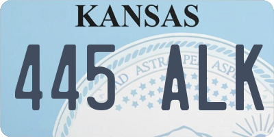 KS license plate 445ALK