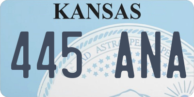 KS license plate 445ANA