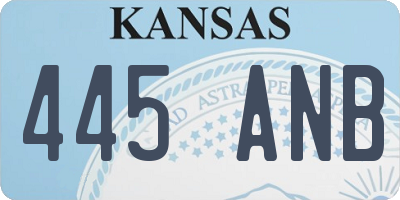 KS license plate 445ANB
