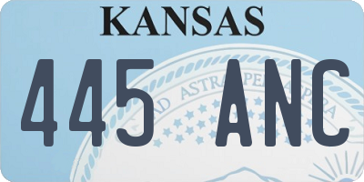 KS license plate 445ANC