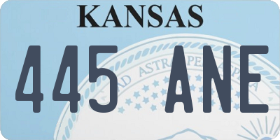 KS license plate 445ANE