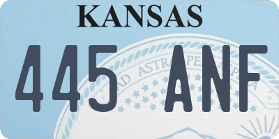 KS license plate 445ANF