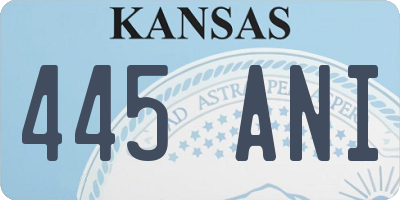 KS license plate 445ANI