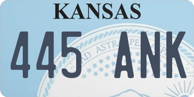 KS license plate 445ANK
