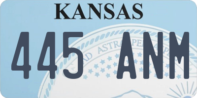 KS license plate 445ANM