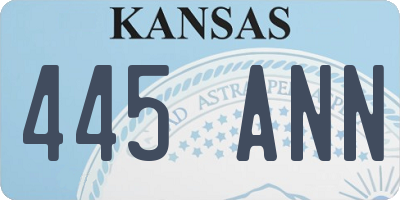 KS license plate 445ANN
