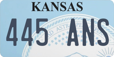 KS license plate 445ANS