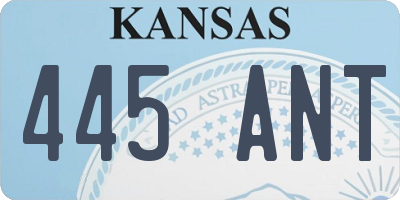 KS license plate 445ANT