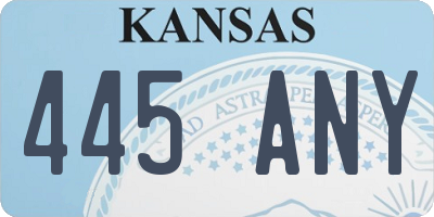 KS license plate 445ANY