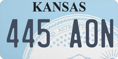 KS license plate 445AON