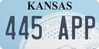 KS license plate 445APP