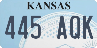 KS license plate 445AQK