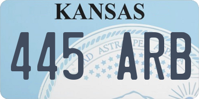 KS license plate 445ARB