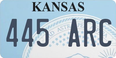 KS license plate 445ARC