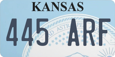 KS license plate 445ARF