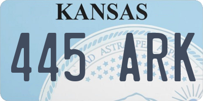 KS license plate 445ARK