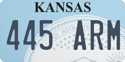 KS license plate 445ARM