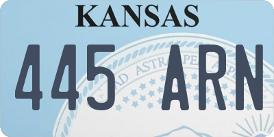 KS license plate 445ARN
