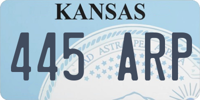 KS license plate 445ARP