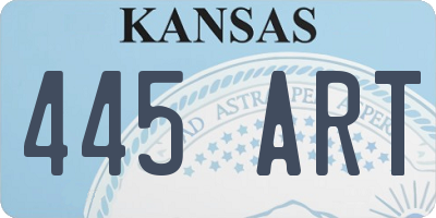 KS license plate 445ART
