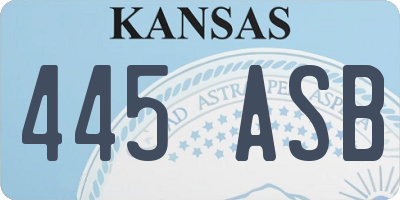 KS license plate 445ASB