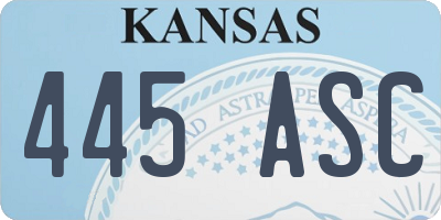KS license plate 445ASC