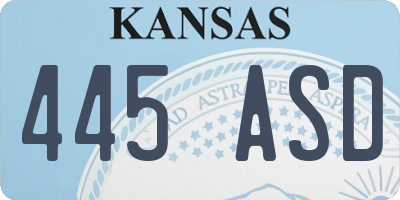 KS license plate 445ASD