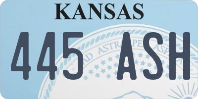 KS license plate 445ASH