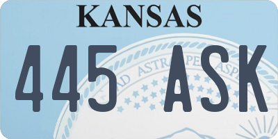 KS license plate 445ASK
