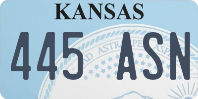 KS license plate 445ASN