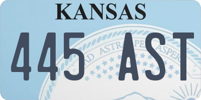 KS license plate 445AST