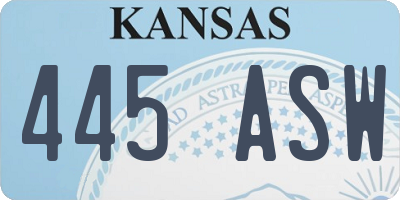 KS license plate 445ASW