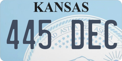 KS license plate 445DEC