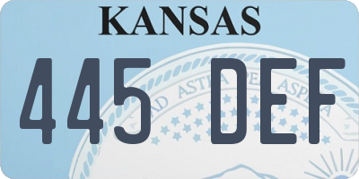 KS license plate 445DEF