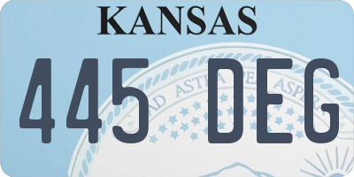 KS license plate 445DEG