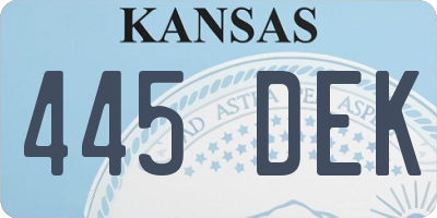 KS license plate 445DEK