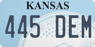 KS license plate 445DEM